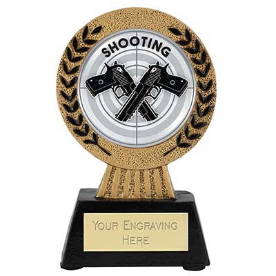Gold Laurel Hero Shooting Hand Gun Trophy