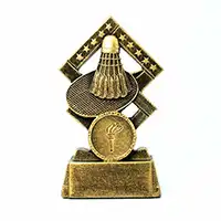 Antique Gold Cube Badminton Award 135mm