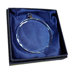 Faceted Round Glass Medal 70mm