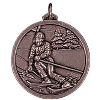 Bronze Slalom Skiing Medals 38mm