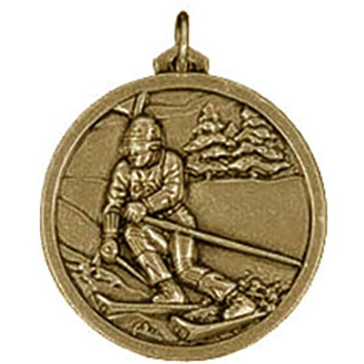 Bronze Slalom Skiing Medals 56mm