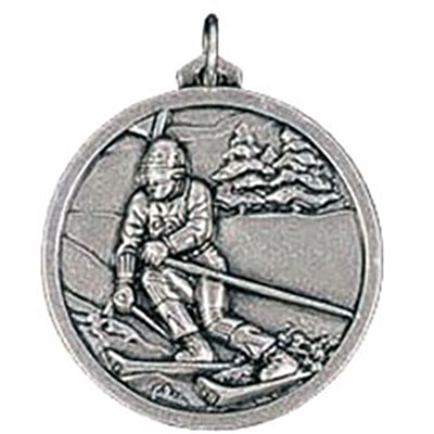 Silver Slalom Skiing Medals 56mm