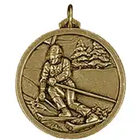 Gold Slalom Skiing Medals 38mm