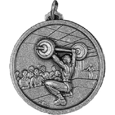 Silver Jerk Weight Lifting Medals 38mm