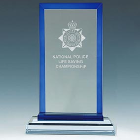 20cm Blue Edge Glass Plaque