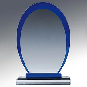 18cm Blue Edge Glass Plaque