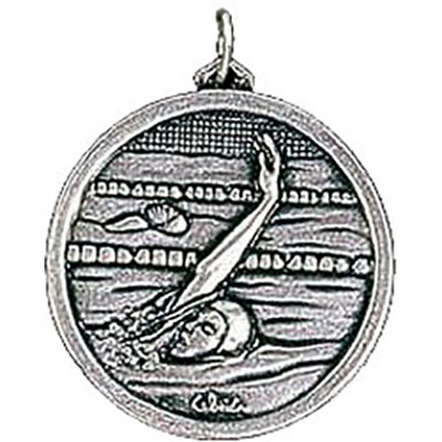 Silver Backstroke Swimming Medals 38mm