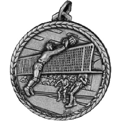 Silver Volleyball Medals 38mm