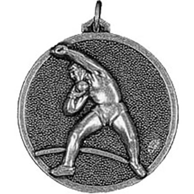 38mm Silver Shot Put Medal 1.5in