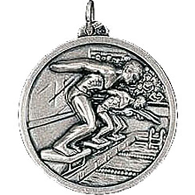 Silver Mens Swimming Medals 38mm