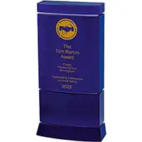 9in Blue Optical Crystal Award Boxed