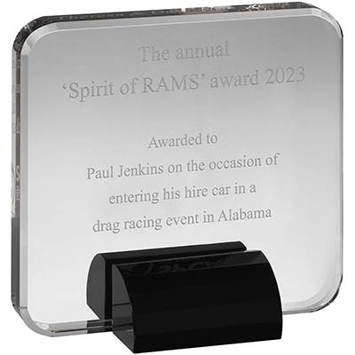 5.5in x 5.5in  Black & Clear Crystal Award
