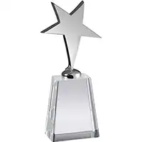 7in Silver Metal Star Crystal Podium Award