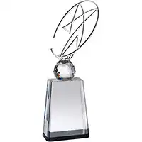 10in Silver Metal Star & Black Crystal Podium Award