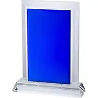 8in Clear & Blue Optical Crystal Award Boxed