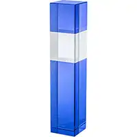 9.5in Clear & Blue Optical Block Crystal Award Boxed