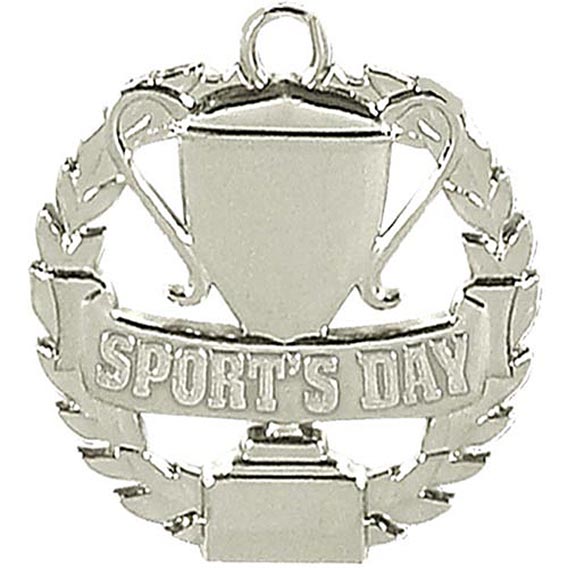 Silver Sports Day Medal Laurel Wreath