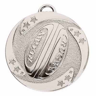 Silver Target Rugby Medal 50mm
