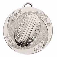 Silver Target Rugby Medal 50mm