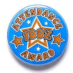 100% Attendance Button Badge