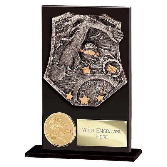 Titan Hero Black Glass Swimming Award 125mm