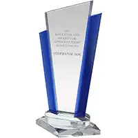 11.25in Clear & Blue Optical Crystal Award