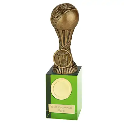 Green Glass Orb Cricket Award 175mm