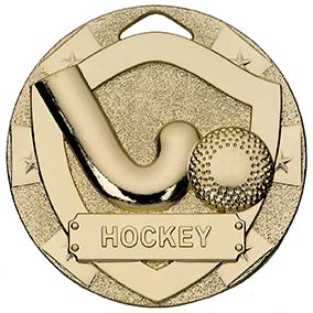 Gold Mini Shield Hockey Medal 50mm