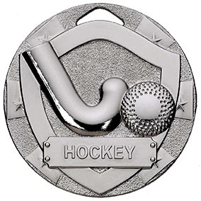 Silver Mini Shield Hockey Medal 50mm
