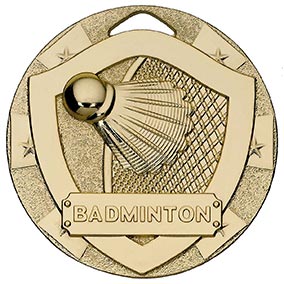 Gold Mini Shield Badminton Medal 50mm