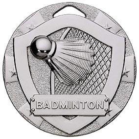 Silver Mini Shield Badminton Medal 50mm