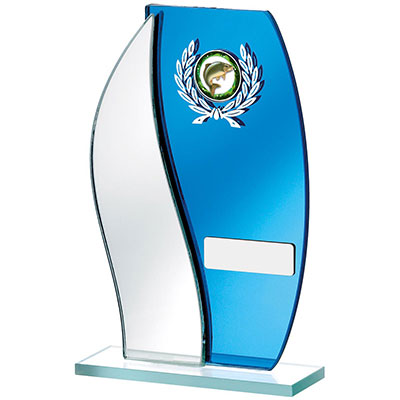 Curved Blue Mirror Glass Award 185mm