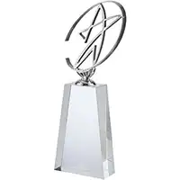 7.5in Silver Outline Metal Star Crystal Podium Award