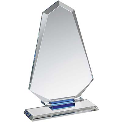 9in Clear & Blue Crystal Award