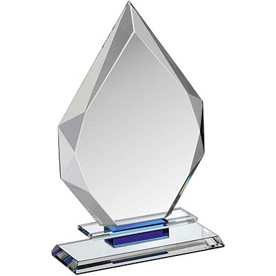 8in Clear & Blue Crystal Award