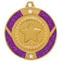 Glitter Star Medal Gold & Purple 50mm
