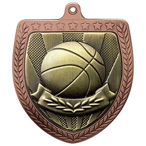 Bronze Cobra Shield Basketball Medal 70mm