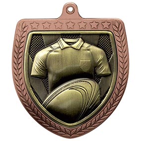 Bronze Cobra Shield Rugby Medal 70mm