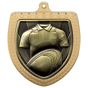 Gold Cobra Shield Rugby Medal 70mm