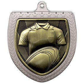 Silver Cobra Shield Rugby Medal 70mm