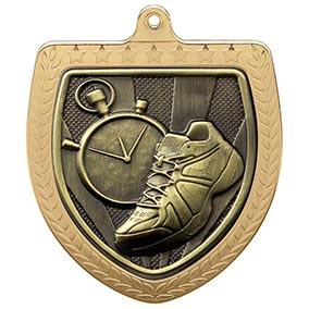 Gold Cobra Shield Running Medal 70mm