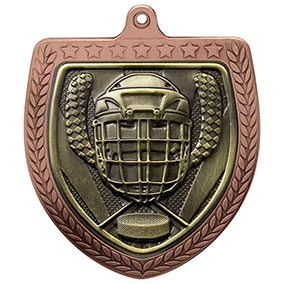 Bronze Cobra Shield Ice Hockey Medal 70mm