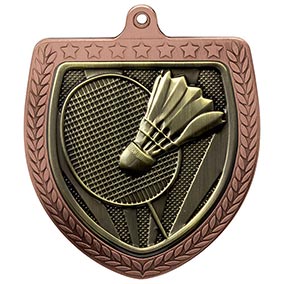 Bronze Cobra Shield Badminton Medal 70mm