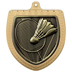 Gold Cobra Shield Badminton Medal 70mm