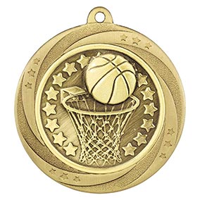 Gold Superstar Basketball Medal 60mm