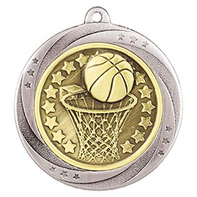 Silver Superstar Basketball Medal 60mm
