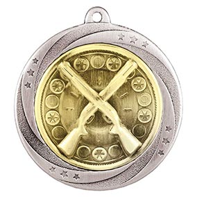 Silver Superstar Clay Pigeon Shooting Medal 60mm