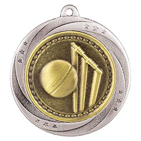Silver Superstar Cricket Medal 60mm
