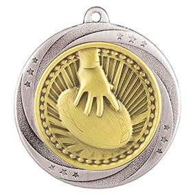 Silver Superstar Rugby Medal 60mm
