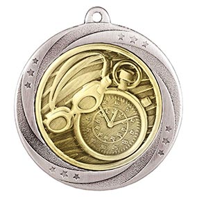 Silver Superstar Swimming Medal 60mm
